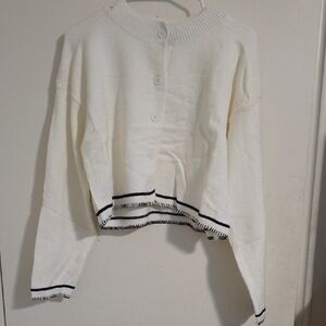 Blue Blush Cream Cardigan with Black Label